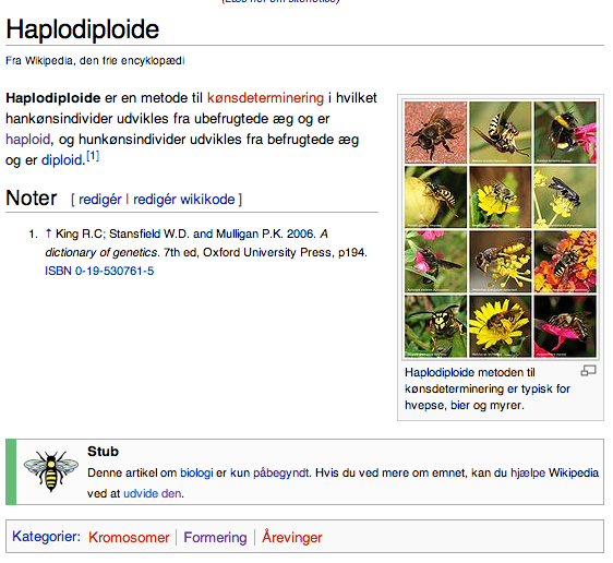 Haplodiploide - dansk Wikipedia - første version