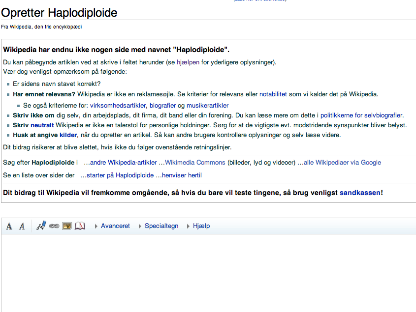 Opretter side på dansk Wikipedia - trin 2